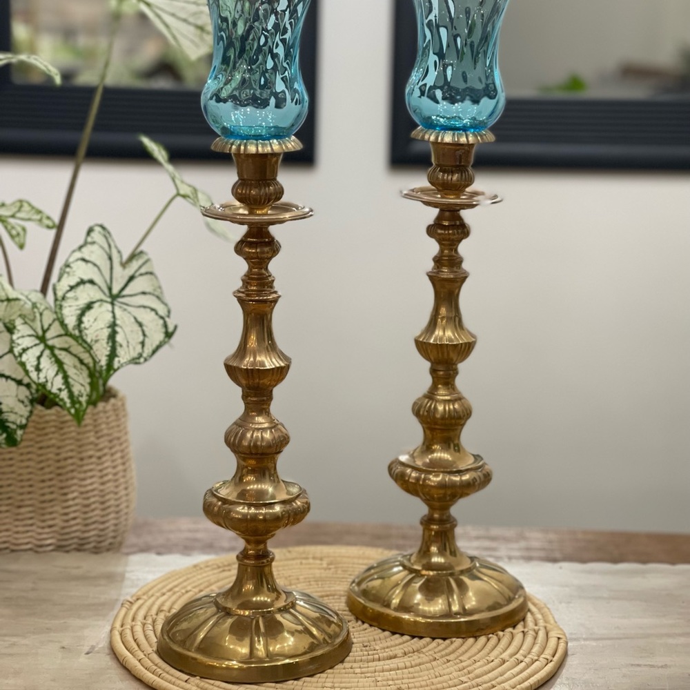 2 Vintage Brass Candle Sticks
